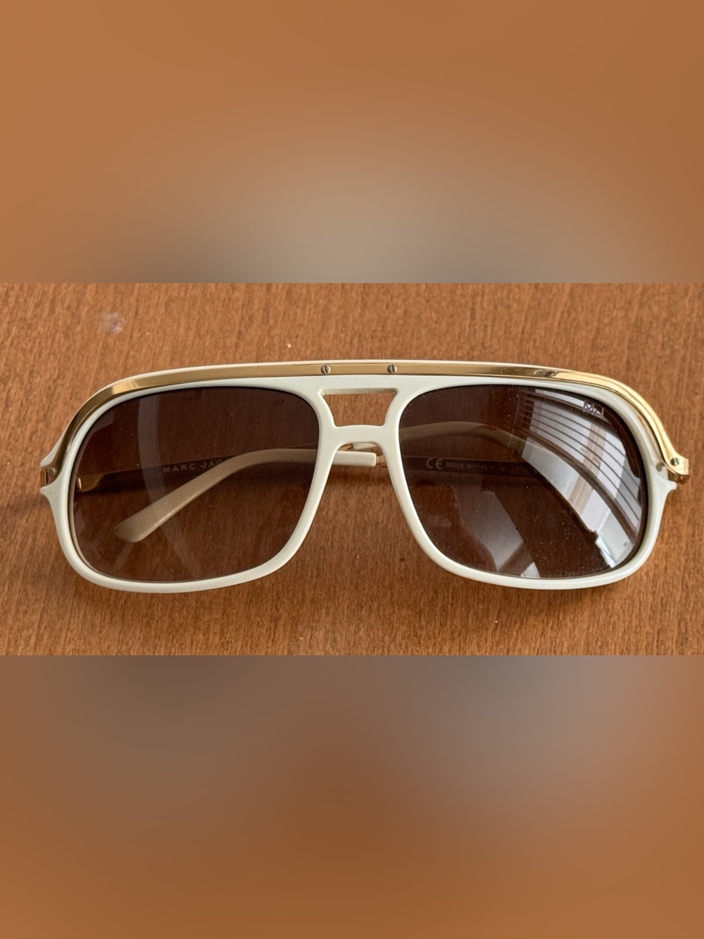 Marc by Marc Jacobs White and Gold Aviator Sunglasses